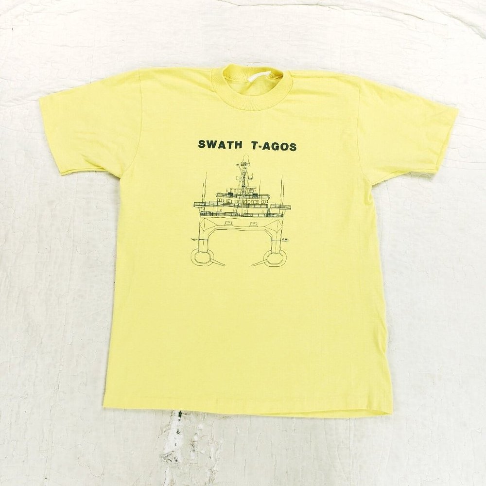 Vintage 1980s USN US Navy SWATH T-AGOS Surveillance Ship USA Made Single Stitch